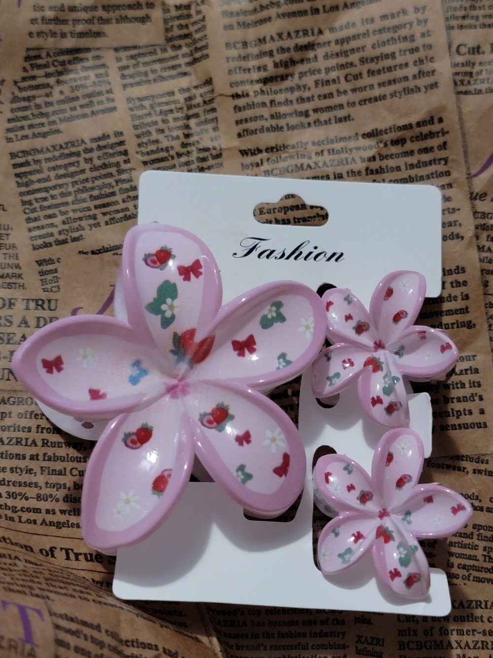 Fashion Pink Floral Multi-Clip Set - 3 Pack Hair Accessories